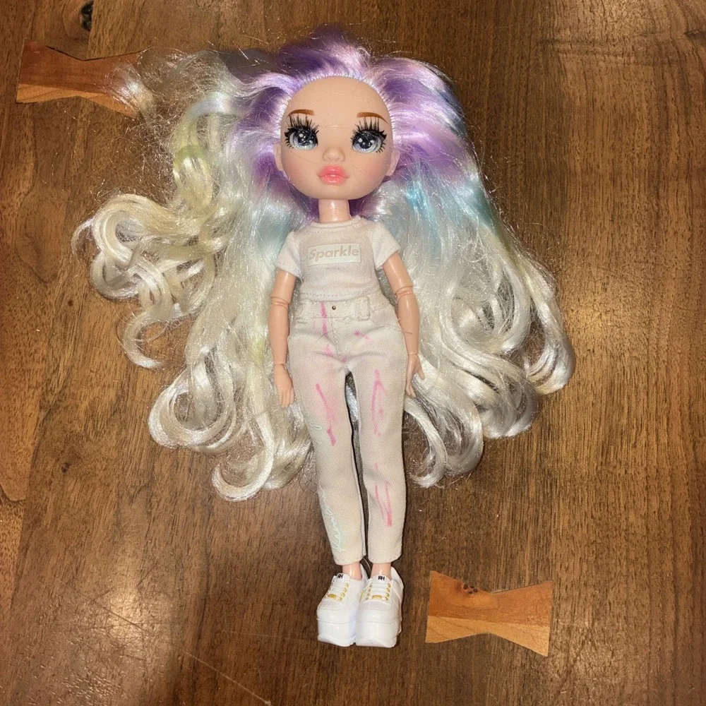 Rainbow High Color & Create Articulated Fashion Doll Long Wavy White Hair Outfit